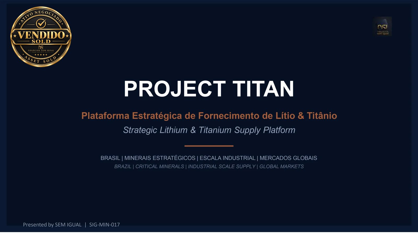 Project Titan - Plataforma Estratégica de Fornecimento de lítio eTitânio